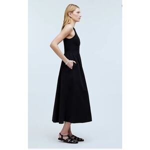 NWT Madewell The Melody Smocked Midi Dress Size XXS Black